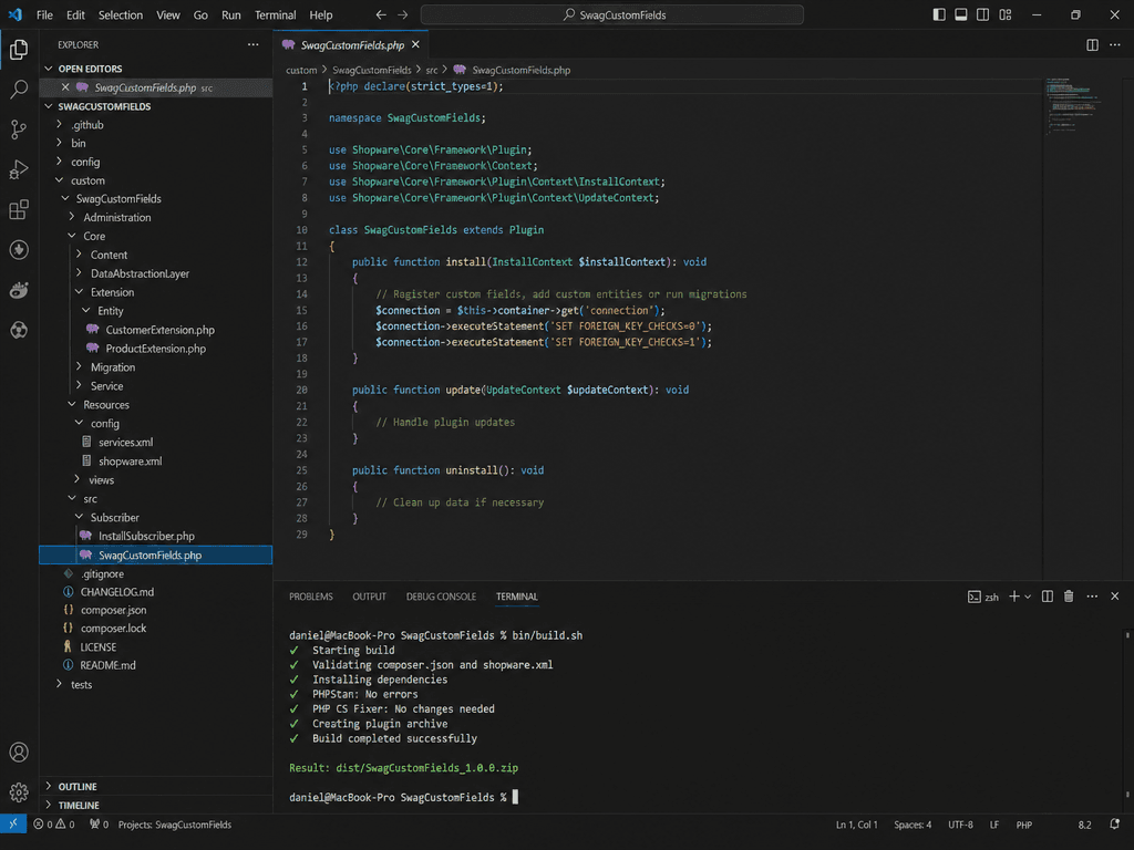 g6stack Shopware plugin dashboard